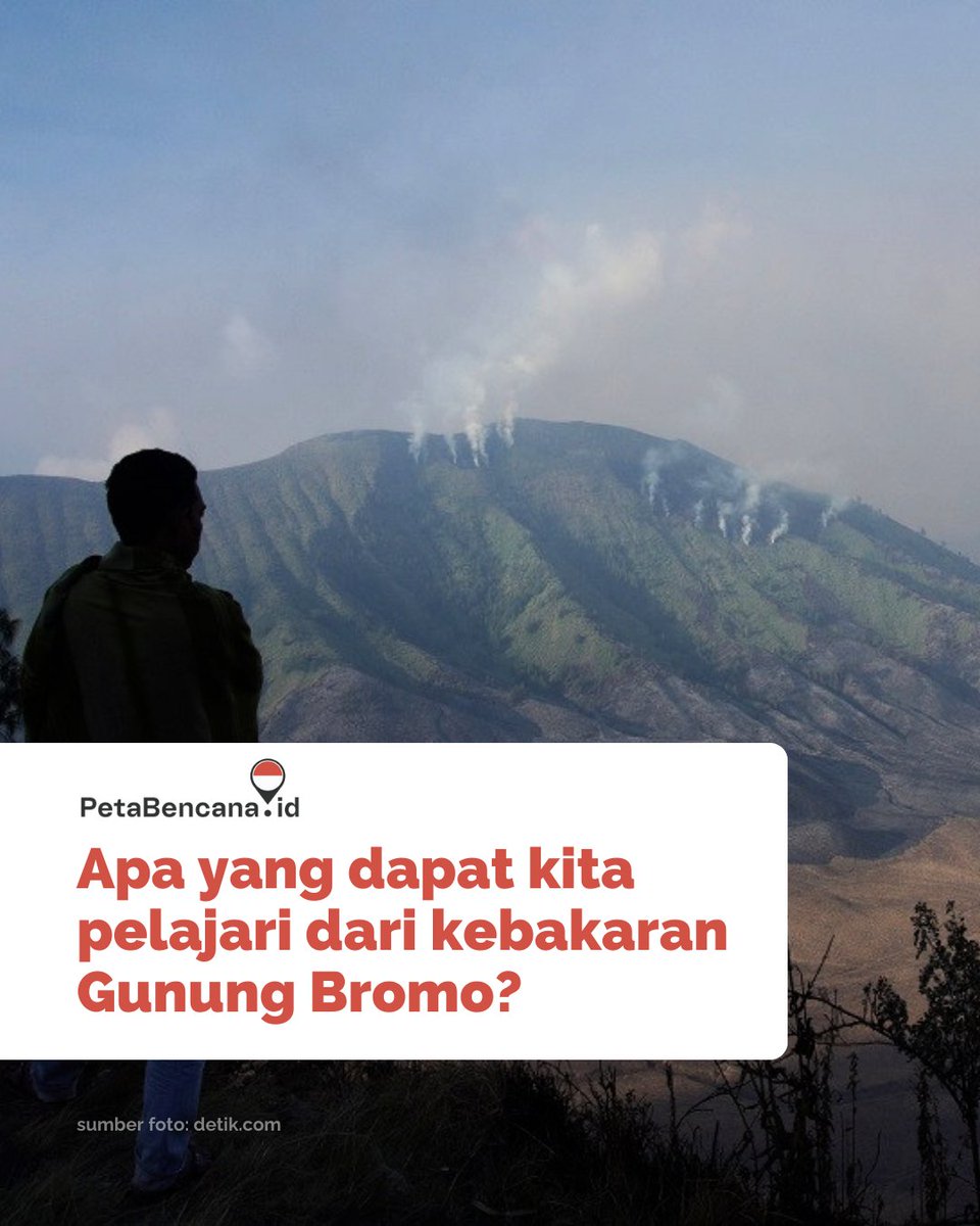 petabencana's tweet photo. Kebakaran di kawasan Gunung Bromo yang terjadi pada Rabu, 6 September 2023 menjadi kesempatan belajar bagi kita semua mengenai pentingnya isu bencana kebakaran hutan dan lahan (karhutla) di Indonesia.

[Bantu share yuk!]

#BersamaKurangiRisiko #PelaporKebakaran #IndonesiaTangguh https://t.co/rxqxppmgvC