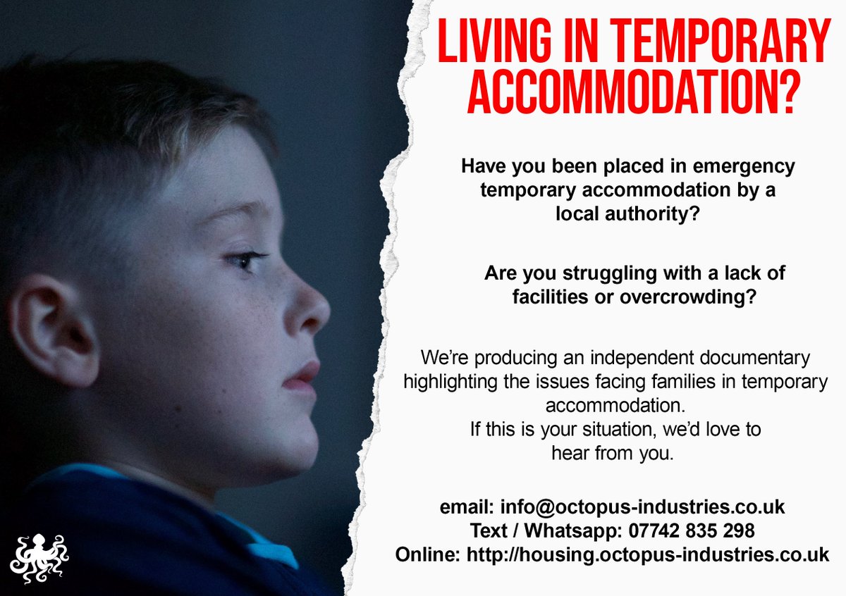 We're looking to speak to families in emergency temporary accommodation for a documentary highlighting the issues faced by such families. I'd appreciate it if you could share this so we can give these families a voice.