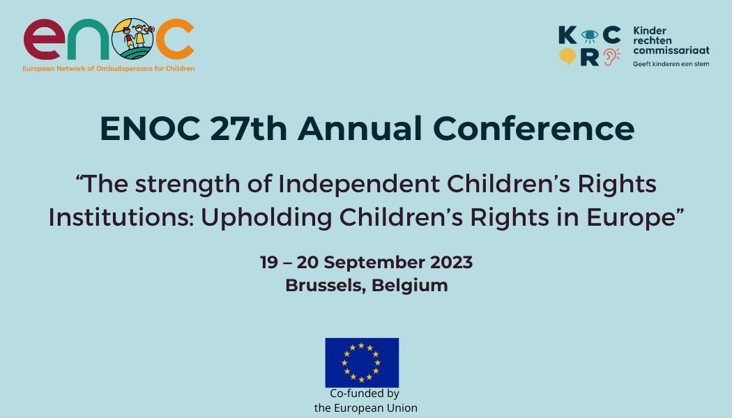 📆 One week to go for the #ENOCAnnualConference2023 in Brussels! 🇧🇪 ENOC members, ENYA young people, politicians, experts, and partners will join us to discuss the role of #ICRIs as Europe’s children’s rights watchdogs. 🔊 Stay tuned for updates ❗️