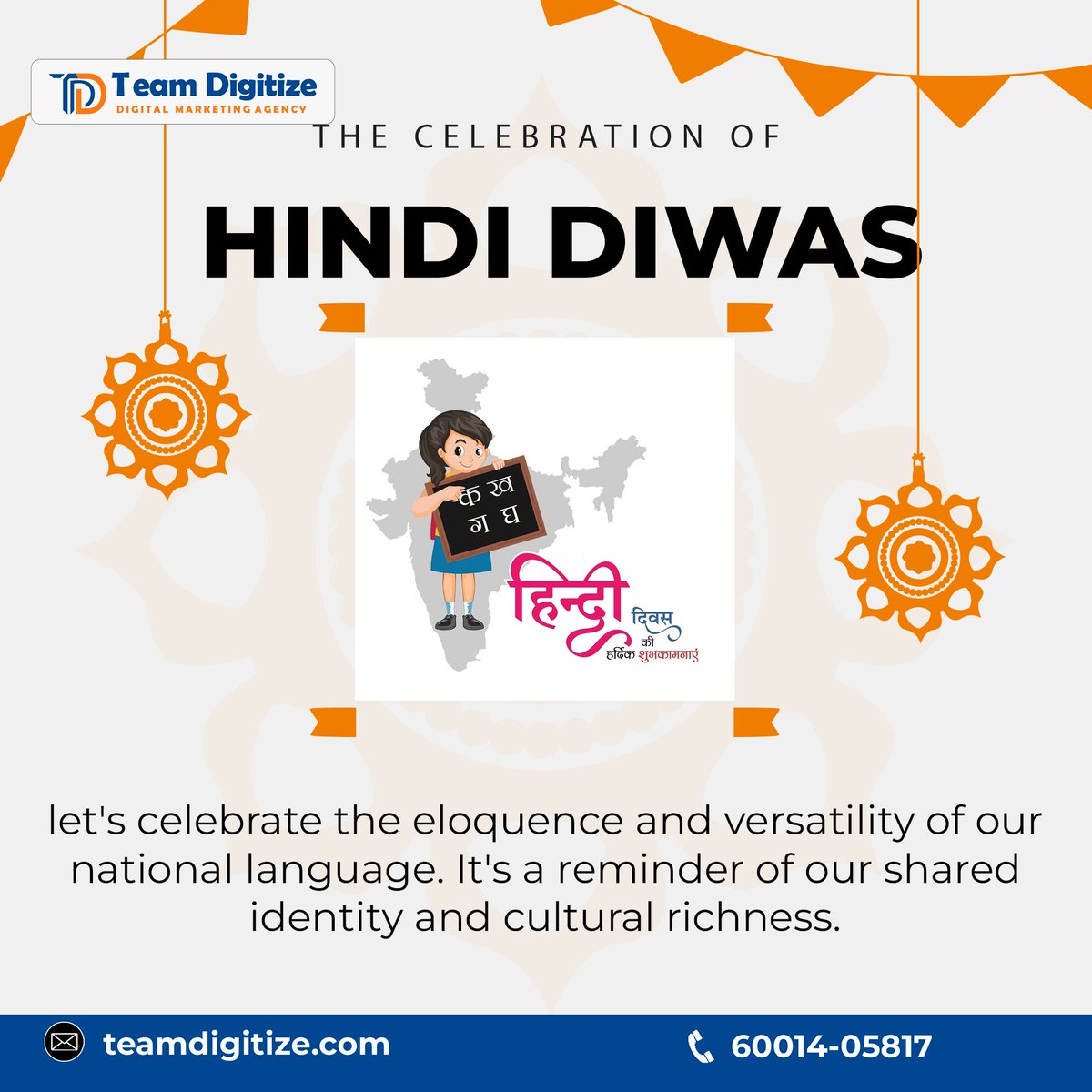 TDigitize's tweet image. On Hindi Diwas, we celebrate more than words; we celebrate unity in diversity. Let&apos;s cherish our national language that binds us in a tapestry of culture.

#teamdigitize #HindiDiwas #hindi #language #languageofunity #celebrate #celebrateunity #nationallanguage #hindilanguage