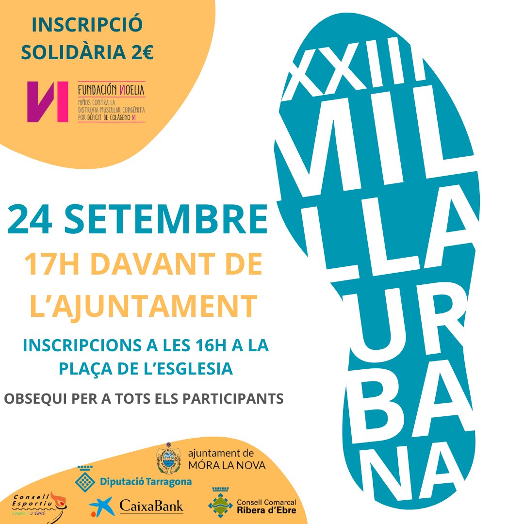 XXIII MILLA URBANA. 
El proper diumenge 24 de setembre, a les 17h davant de l'Ajuntament. 

Inscripcions a partir de les 16h a la plaça de l'església.