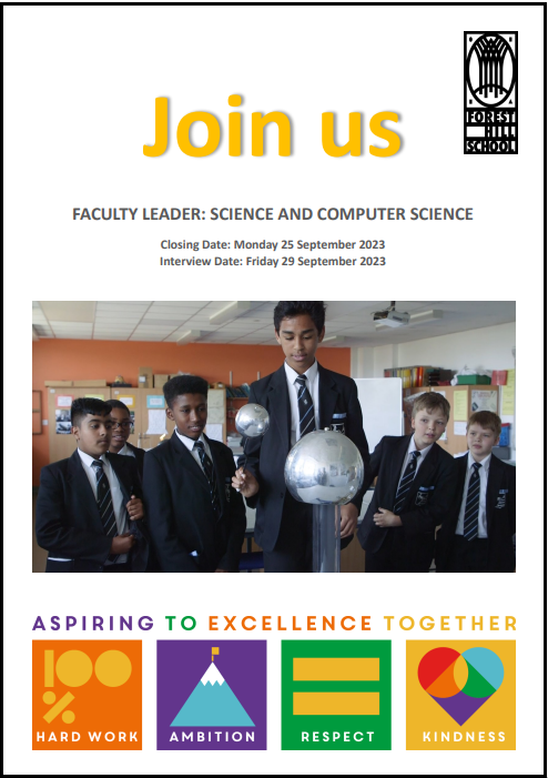 Forest_HillSch's tweet photo. WE ARE RECRUITING! Forest Hill School is looking to appoint an outstanding teacher to lead, develop and manage our Science and Computer Science faculty. Take a look at our recruitment pack at https://t.co/9BS1drlHtW to find out more. https://t.co/coeVno5S5W
