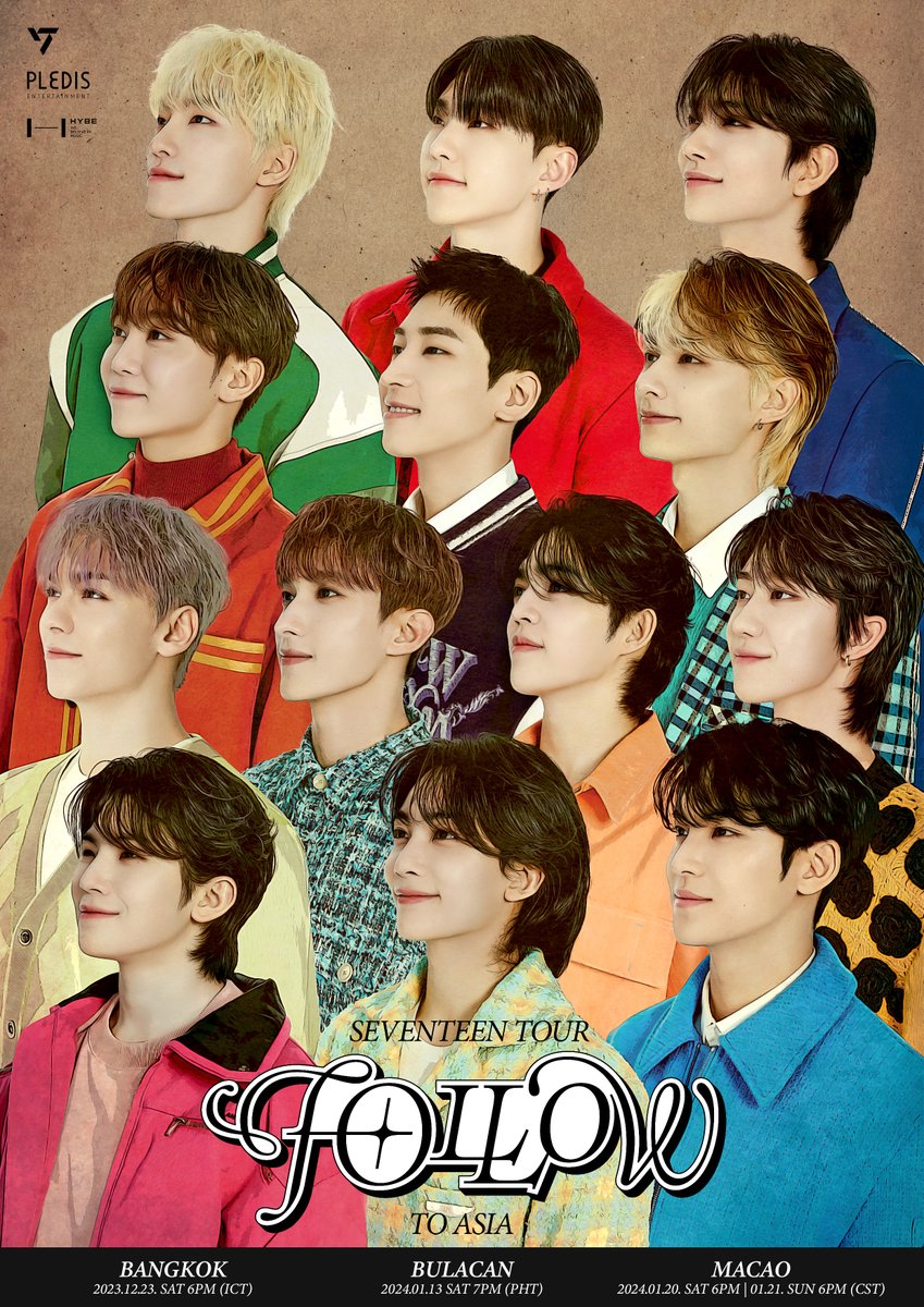 SVTUpdatesPL's tweet photo. Zostały ogłoszone daty koncertów z trasy SEVENTEEN TOUR 'FOLLOW' TO ASIA

Bangkok, Tajlandia 🇹🇭
📅 23 Grudnia 2023

Bulacan, Filipiny 🇵🇭
📅 13 Stycznia 2024

Makau 🇲🇴
📅 20-21 Stycznia 2024

Wszystkie koncerty odbędą się na stadionach

#SEVENTEEN #세븐틴 @pledis_17 @pledis_17jp https://t.co/tfcHwnzhC8