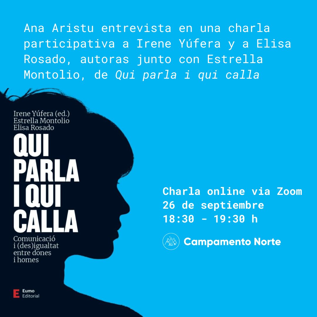 📢¿Quién habla y quién calla? ¿Quién tiene más credibilidad y relevancia? ¿En qué situaciones? ¿Cómo podemos actuar comunicativamente para revertir la desigualdad? ¡Os invitamos a la primera charla participativa del curso! 🏕️➡️us06web.zoom.us/webinar/regist…