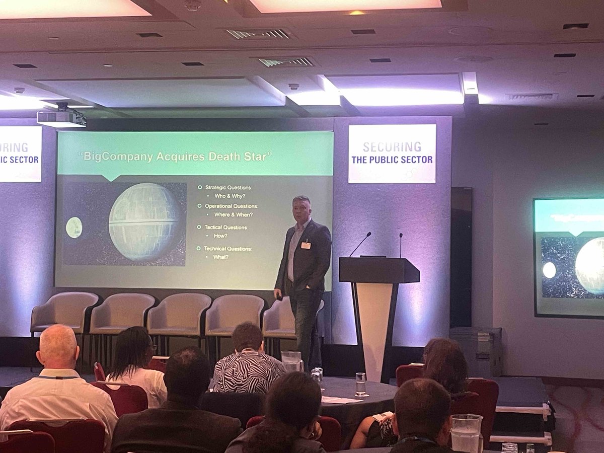 A full room <a href="/e/">e</a>-Crime_Congress #securingthepublicsector as Richard Plumb, Head of Cyber Threat Operations Operations, UK Home Office's Cybersecurity Operations Centre, explains how to do #threatintelligence well on a budget. Great free advice from a #CyberSecurity veteran.