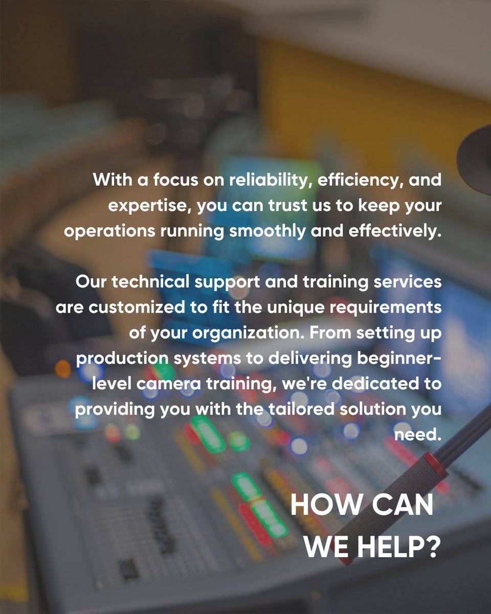 tellyork's tweet photo. At Tell, we support you and your team with on-call technical support and training. With a focus on reliability, efficiency, and expertise, you can trust us to keep your operations running smoothly and effectively. 
#techsupport #livestreaming #remoteproduction https://t.co/WyEmn9LuWZ