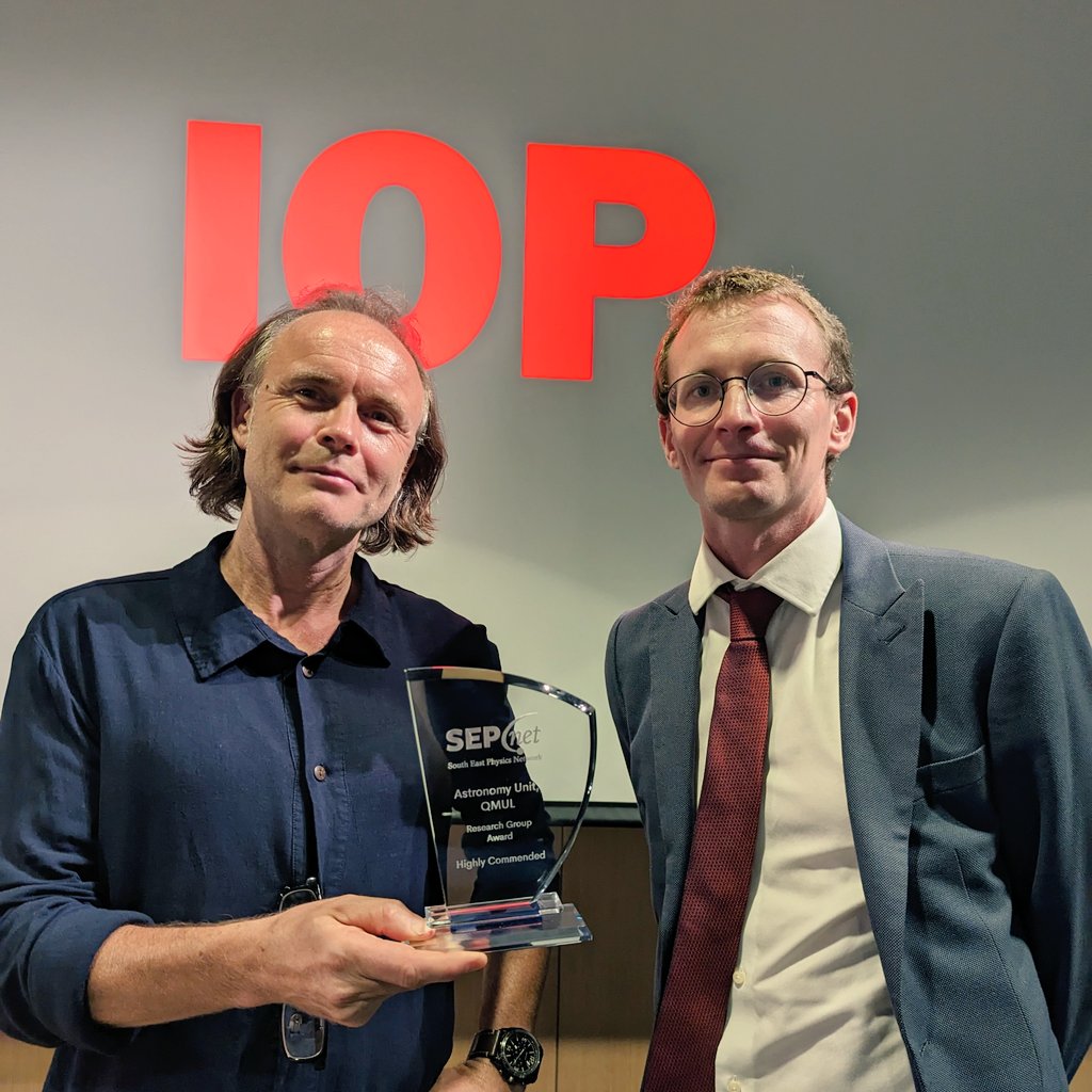 Queen Mary Centre for Public Engagement (@engageqm) on Twitter photo A huge congratulations to the <a href="/QMULSPCS/">QMUL School of Physical and Chemical Sciences</a> Astronomy Unit who last night were Highly Commended in the Research Group category of the <a href="/SEPhysics/">SouthEastPhysics</a> Public Engagement Awards.
They've been doing fantastic work embedding a culture of engagement throughout the group. A huge congratulations to the <a href="/QMULSPCS/">QMUL School of Physical and Chemical Sciences</a> Astronomy Unit who last night were Highly Commended in the Research Group category of the <a href="/SEPhysics/">SouthEastPhysics</a> Public Engagement Awards.
They've been doing fantastic work embedding a culture of engagement throughout the group.