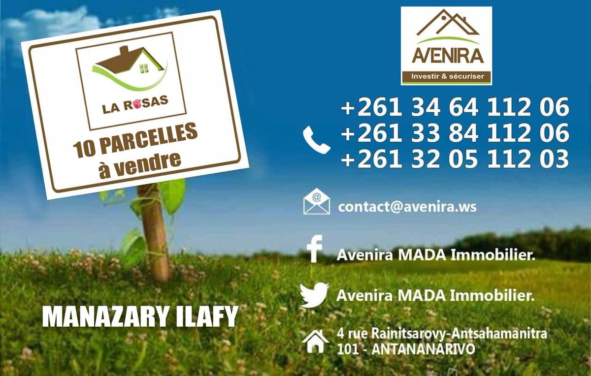 AveniraMada's tweet photo. A saisir ! excellent #investissement ! 10 #parcelles de #terrain #constructibles , titrées et bornées !
Contactez #aveniraimmobiliermada https://t.co/uCY3h5w4kU
