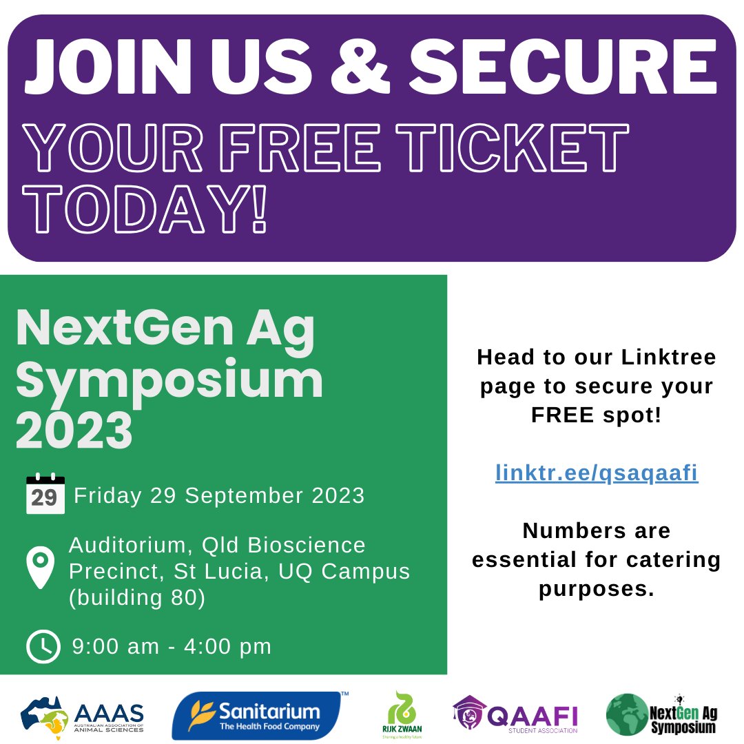 Introducing our fourth sponsor @UQUAPS – the heart of postgrad life at UQ. A community run organisation who create a platform for postgrad students to engage socially & professionally! Join us Fri 29 Sep & cultivate knowledge and connections: bit.ly/NextGenAgSympo… #NextGenQSA