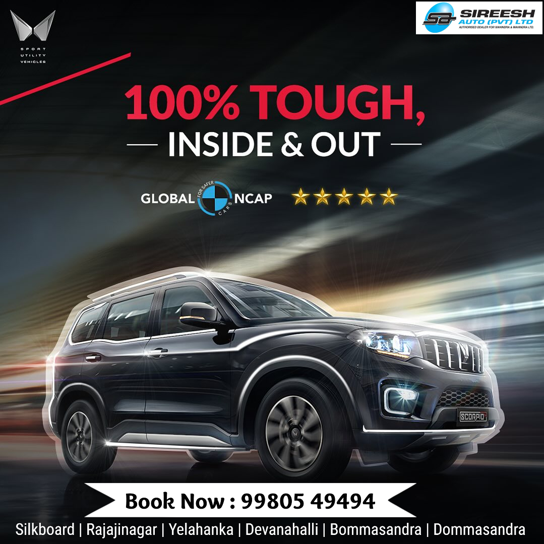 sireesh_auto's tweet photo. Safety that thrives on every terrain.
With Roll-Over-Mitigation the Scorpio-N keeps you safe in every swerve. Book now @ your nearest Sireesh Auto showroom or call: 9980549494 #Sireeshauto #MahindraAuto #mahindra #Thinkmahindra #thinksireesh #MahindraAuto #mahindrascorpio https://t.co/pJEoXH5Oxn