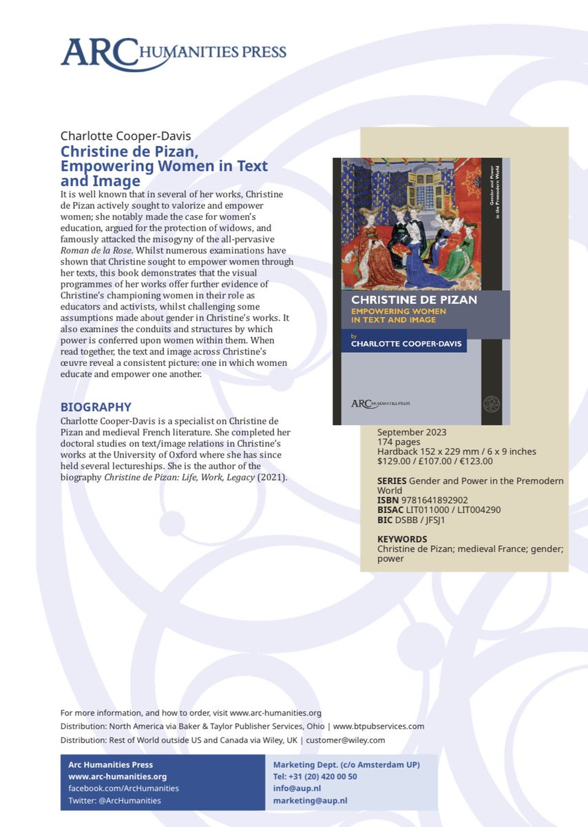 Counting down to publication of my next Christine de Pizan book starts today! Stay tuned for tidbits over the coming days…