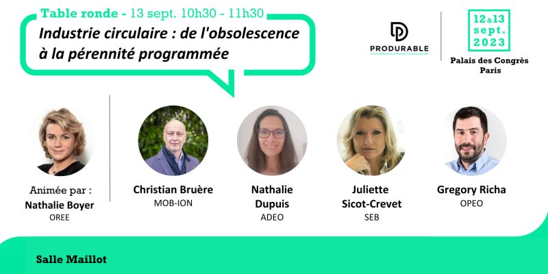 OPEOConseil's tweet image. Le salon @PRODURABLE, c'est demain !

Grégory Richa interviendra sur la table ronde « #IndustrieCirculaire : de l'obsolescence à la pérennité programmée ? » aux côtés de @mobionscooter, ADEO, @GroupeSEB et @assoOREE

📅 Demain à 10h30
📍 Palais des Congrès de Paris

#produrable