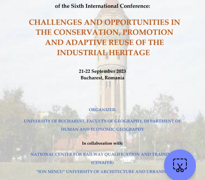 I'm honoured to represent @UniShefArch and @deindustrialpol as keynote speaker at the 6th International Industrial Heritage Conference organised by the U. Bucharest. I will discuss 'Post-industrial communities's heritage: from active forgetting to inclusive remembering'.