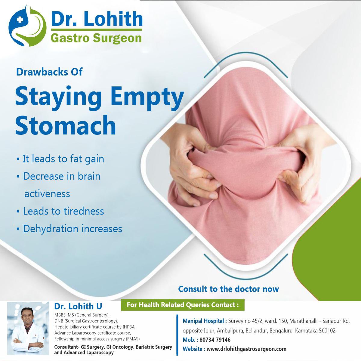Drawbacks of staying empty stomach 

Book an appointment with our Best Gastroenterologist in Bangalore

#drlohithu #lohith #Sarjapur #emptystomach #fatgain #brain #tiredness #dehydration #donor #liverdiseases #livercancers #livercirrhosis #sleepearly #gastroenterology #gastrocare