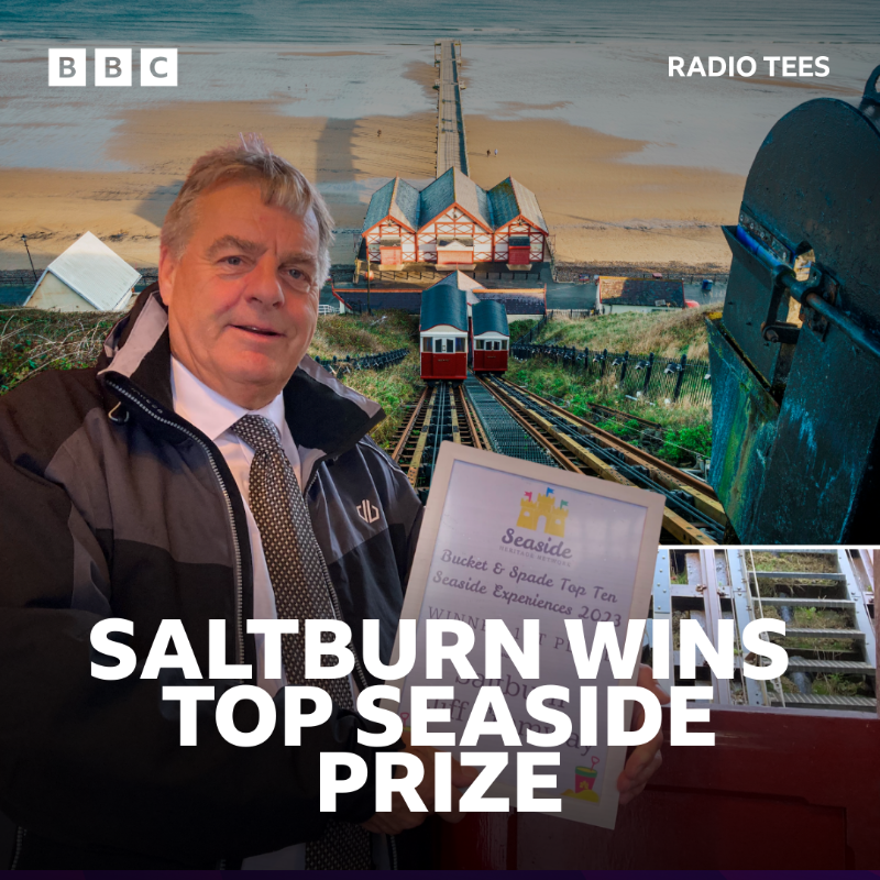 BBCTees's tweet photo. The Saltburn Cliff Tramway has beaten off the Blackpool Tower to be crowned winner 🏆