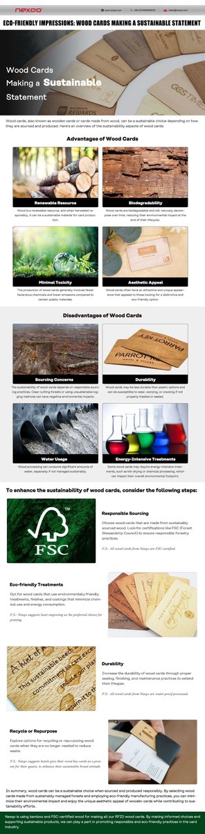 NexqoTech's tweet photo. Do you know not all wood cards are 100% eco-friendly? Discover how to enhance the sustainability of wooden cards. #woodcards #keycards #rfidcards #sustainability #ecofriendlyproducts https://t.co/QtZwxYf6cu