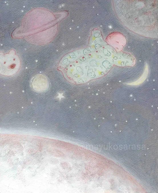 #宇宙の日子が新生児の時に描いたものです 
