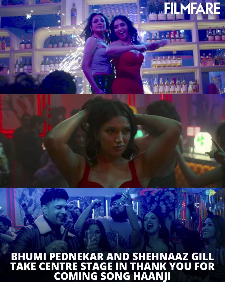 filmfare's tweet photo. #BhumiPednekar and #ShehnaazGill set the dance floor on fire in #ThankYouForComing song #Haanji.🪩 https://t.co/RqK1mQIeAT