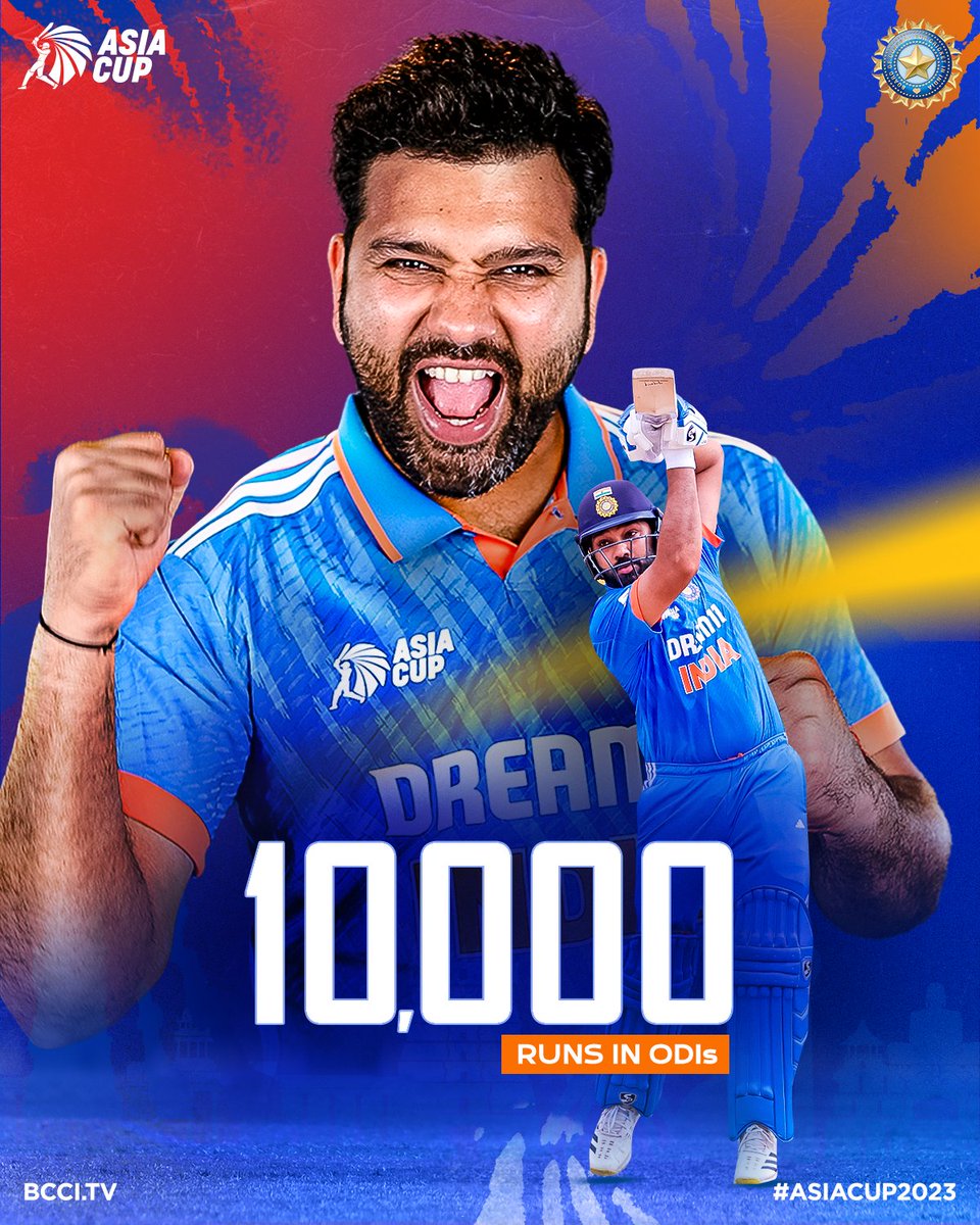 🚨 Milestone 🔓

1⃣0⃣0⃣0⃣0⃣ ODI runs & counting 🙌 🙌

Congratulations to #TeamIndia captain Rohit Sharma 👏 👏

Follow the match ▶️ bit.ly/INDvSL-ASIACUP… 

#AsiaCup2023 | #INDvSL