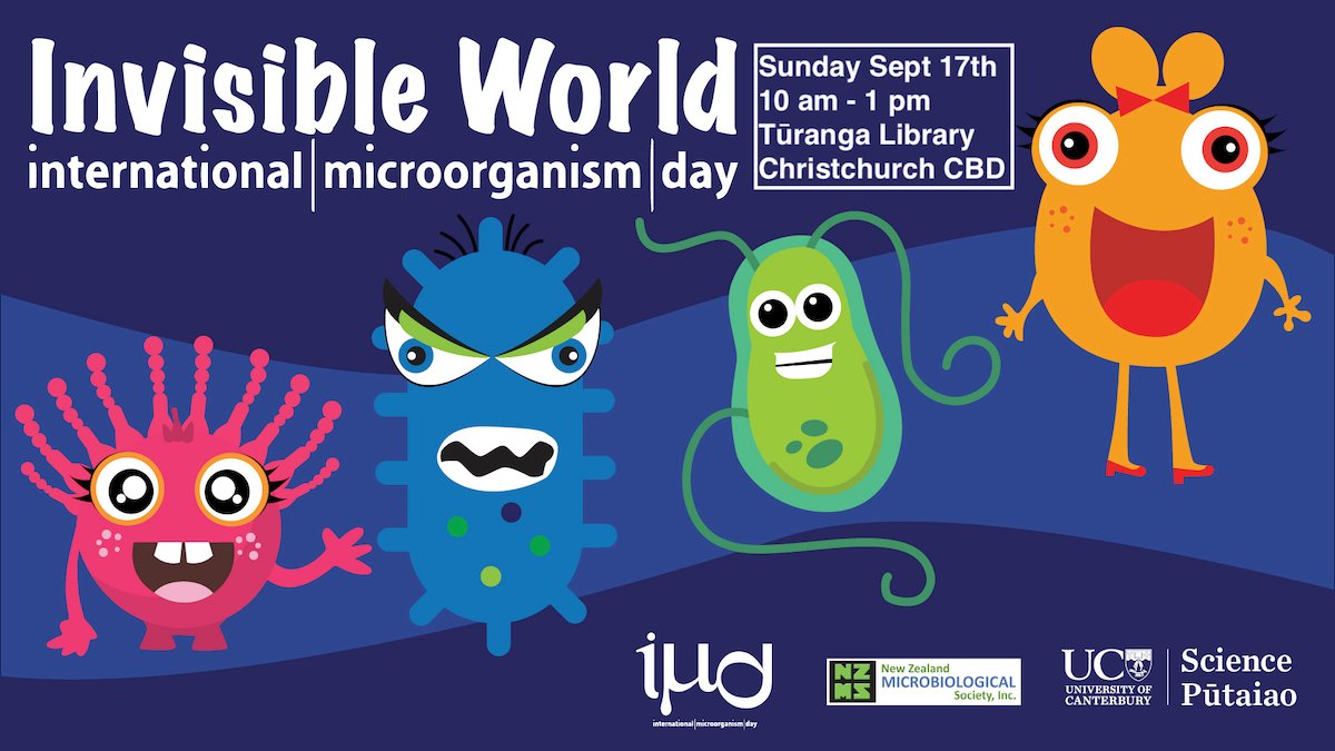 If you are in Christchurch this Sunday, come and join us in Tūranga Library to Celebrate International Microoorganism Day for the first time in New Zealand! There will be exciting fun science for everyone!  #MicrobesRule