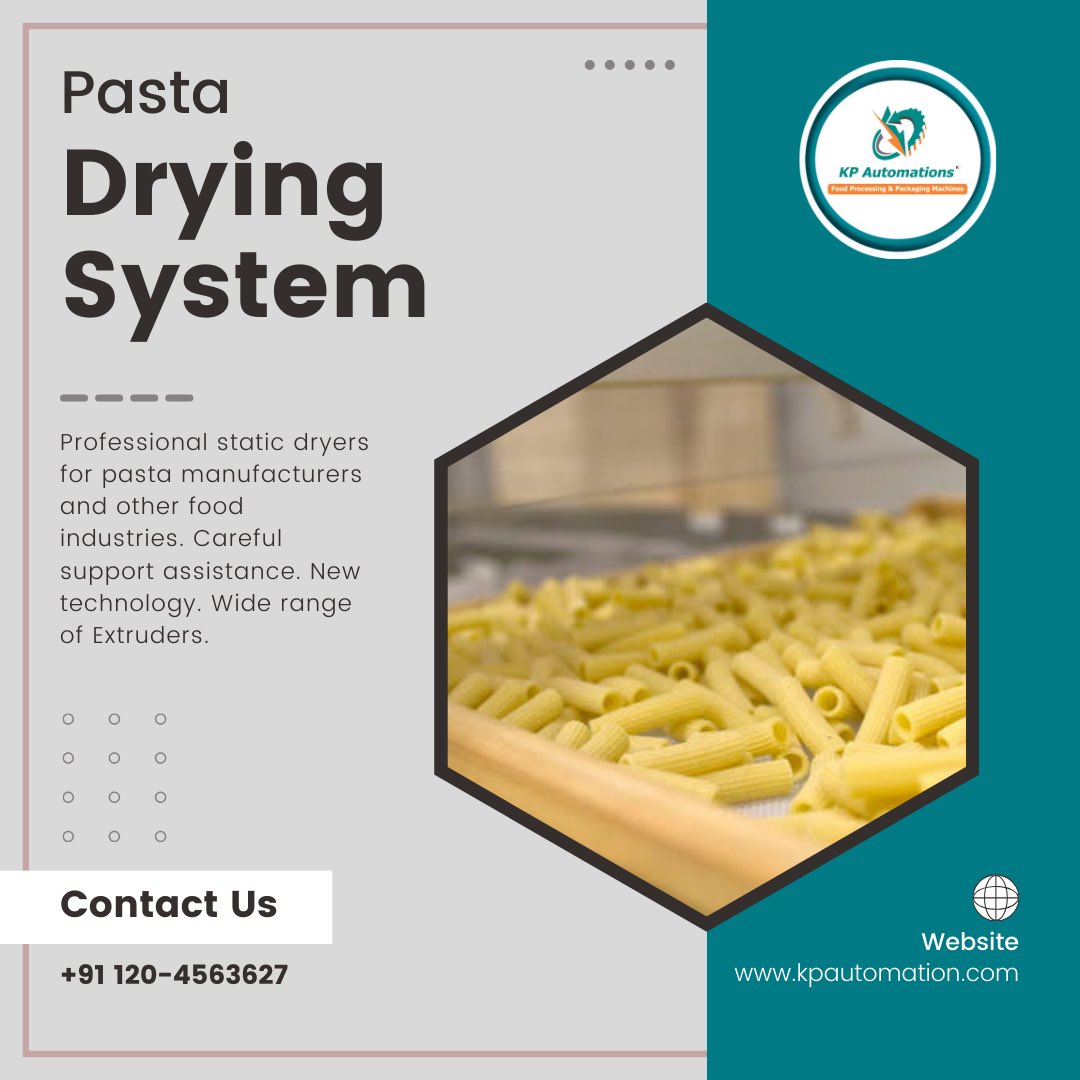 KpAutomations55's tweet photo. Professional static dryers for pasta manufacturers and other food industries. Careful support assistance. New technology. Wide range of Extruders.
#pastadryer #pastadryingsystem #pastaline #pastamaker #pastalines #pastaextruder #pastadryers #dryingsystem #pastadryingsystem https://t.co/ctxiMcQMNo