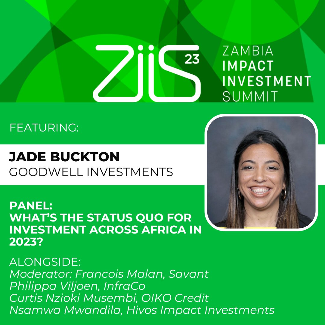 Our Investment Associate, Jade Buckton, will be taking the stage tomorrow at the #ZIIS23.

Our South African team will be there too, so if you're attending, feel free to drop us a message if you want to catch up in person.

See you at the summit!

#impinv #impactinvesting