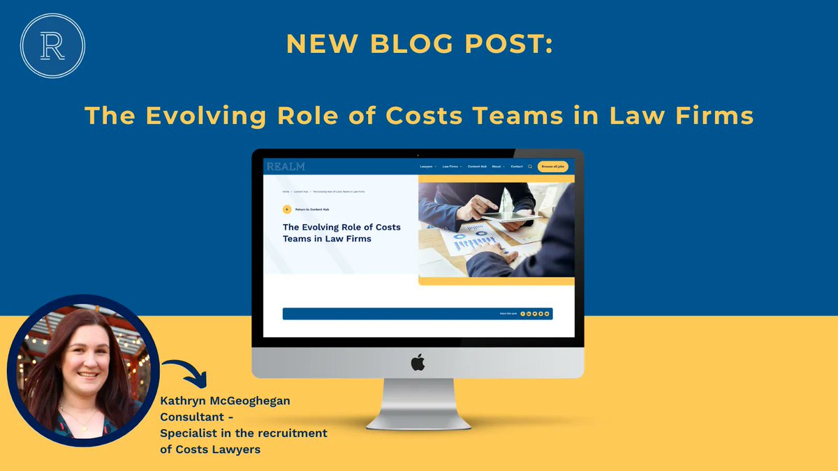 realmrecruit's tweet photo. New blog post! 📲
Our specialist in the recruitment of costs lawyers, Kathryn delves into The Evolving Role of Costs Teams in Law Firms.
Follow the link below to read the blog. 👇
https://t.co/xFkhCOXsER
#CostsLawyers #RealmExperts #BlogPost #LegalRecruitment https://t.co/OvTXXR6GrS