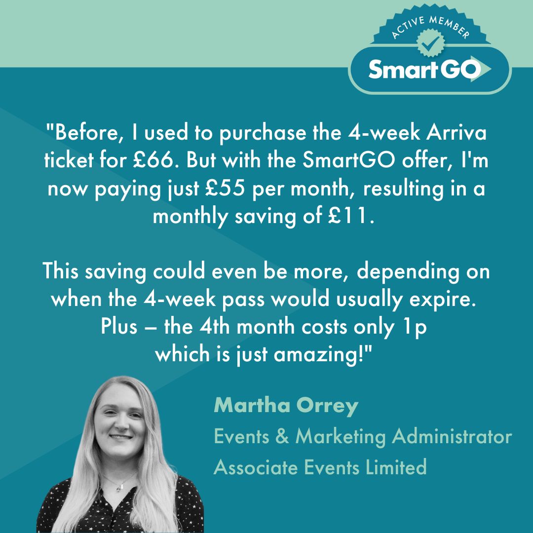 SmartGO (@smartgouk) on Twitter photo We recently caught up with Martha Orrey, a valued member of SmartGO, and she's here to share her thoughts on the <a href="/arrivamidlandsE/">Arriva Midlands East</a> Travel Club offer! 🚍
Full story here ➡: bit.ly/3Rih062
#sustainable #commute #bus #Arriva We recently caught up with Martha Orrey, a valued member of SmartGO, and she's here to share her thoughts on the <a href="/arrivamidlandsE/">Arriva Midlands East</a> Travel Club offer! 🚍
Full story here ➡: bit.ly/3Rih062
#sustainable #commute #bus #Arriva