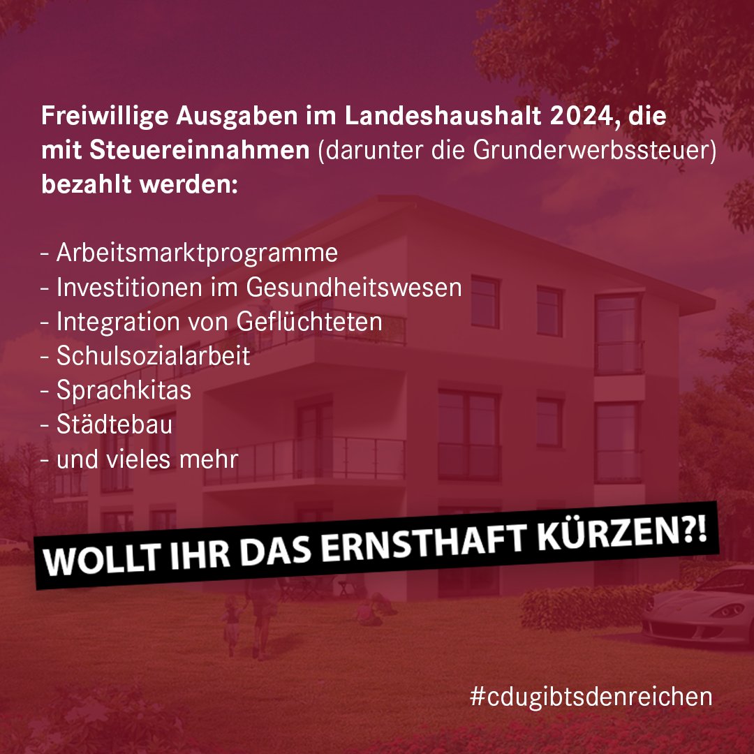 "Diese 48 Mio €, die die Thüringer CDU aus dem Haushalt nehmen will, können Löcher in wichtige soziale Projekte reißen. Ich bin bei so einer “Familienpolitik” einfach nur noch entsetzt." <a href="/ChristianSchaft/">Christian Schaft</a> 
#diecdugibtsdenreichen