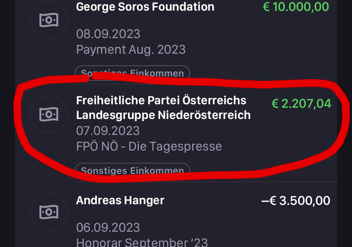 DieTagespresse's tweet image. Nach ihrer Niederlage vor Gericht hat uns die FPÖ NÖ nun € 2.207,04 Kostenersatz überwiesen. Danke, @UdoLandbauer!