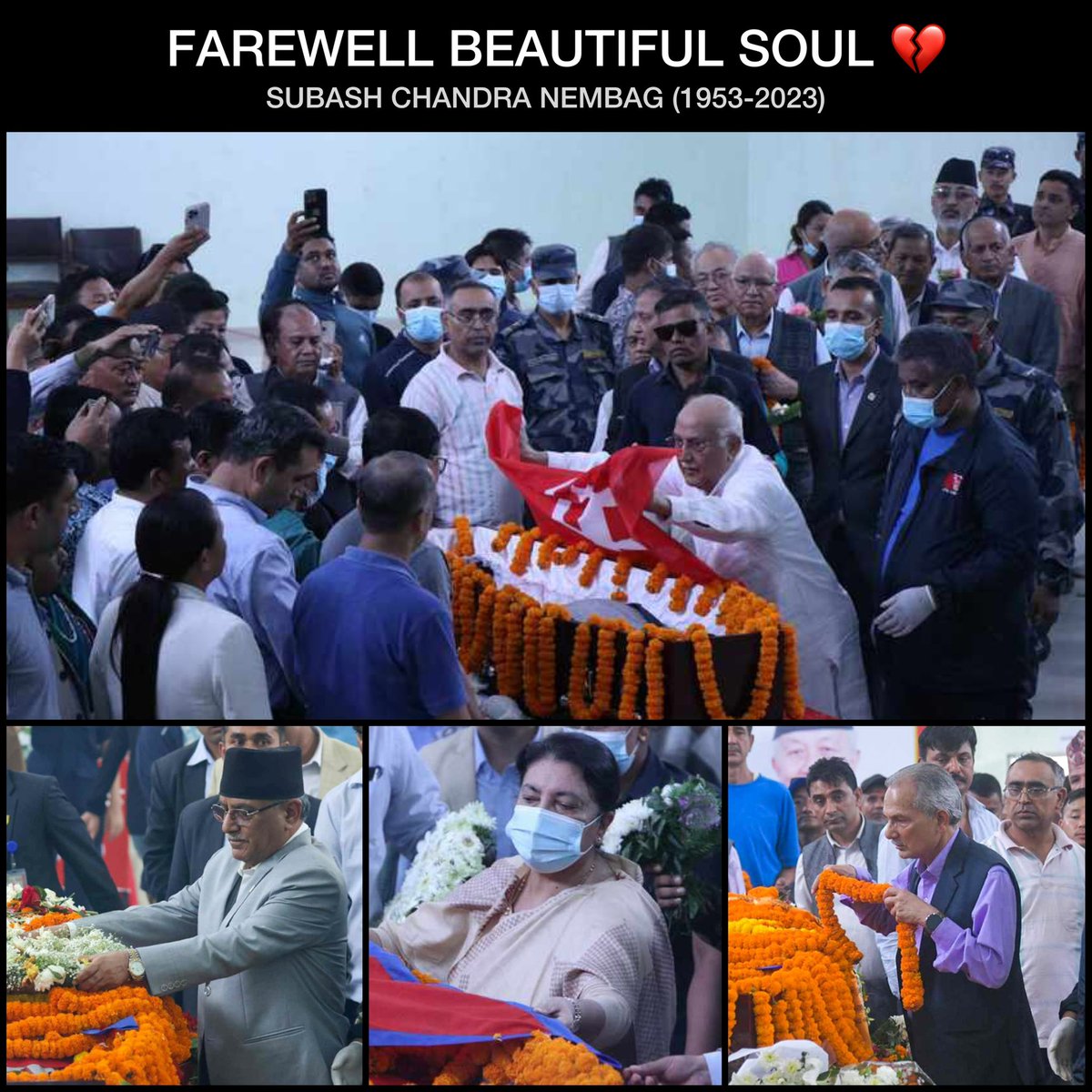 Subash Chandra Nembang’s body will be kept at the party office of CPN UML in Chyasal, Kathmandu. The final ritual will be performed tomorrow at Pashupati. 

Farewell beautiful soul. ❤️
#farewell #nonextquestion