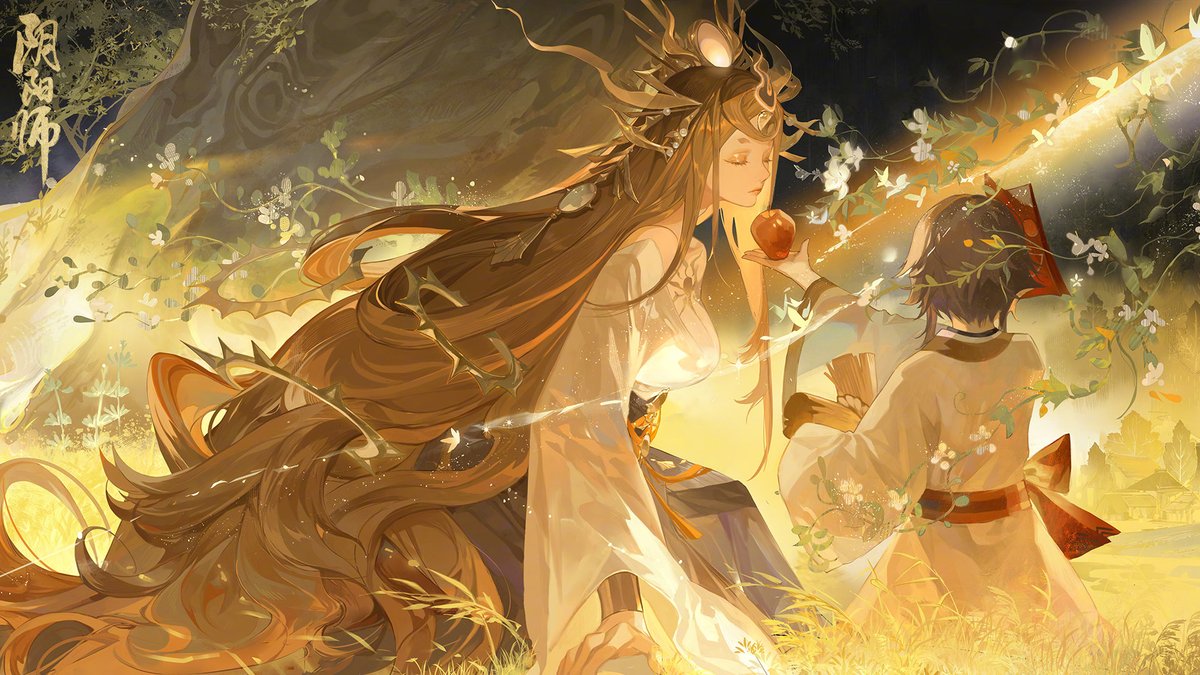OnmyojiWiki_EN's tweet photo. Memory scroll illustrations for Amaterasu &amp; SP Hotarugusa / Kusa:
Amaterasu 
1/2
#Onmyoji https://t.co/NlKMzbksLF