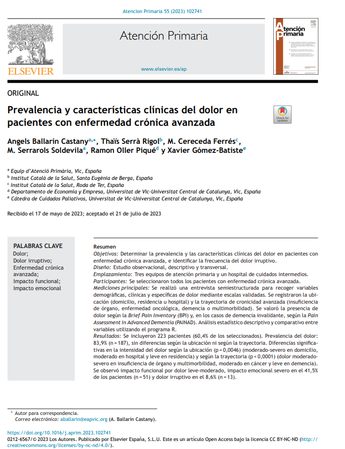 Tesis A Ballarin muestra enorme prevalencia dolor pacientes con enf crónica avanzada, un tema relevante requiere mejoras urgentes!!! <a href="/catedracpal/">Càtedra de Cures Pal·liatives UVic-UCC/ICO</a> <a href="/u_medicina/">Facultat de Medicina UVic-UCC</a> <a href="/uvic_ucc/">UVic-UCC</a> <a href="/C3RGcat/">C3RG (Grup Recerca Cronicitat Catalunya Central)</a> <a href="/semfyc/">semFYC</a> <a href="/secpal_/">SECPAL_CPaliativos</a> <a href="/AECPAL_/">AECPAL</a> <a href="/_ALCP/">ALCP</a> <a href="/GT_Pluri_SEMI/">GT_Croni_Pluripatología_SEMI</a> <a href="/EAPVIC/">EAP VIC</a> <a href="/CAMFiC/">🌳CAMFiC</a>