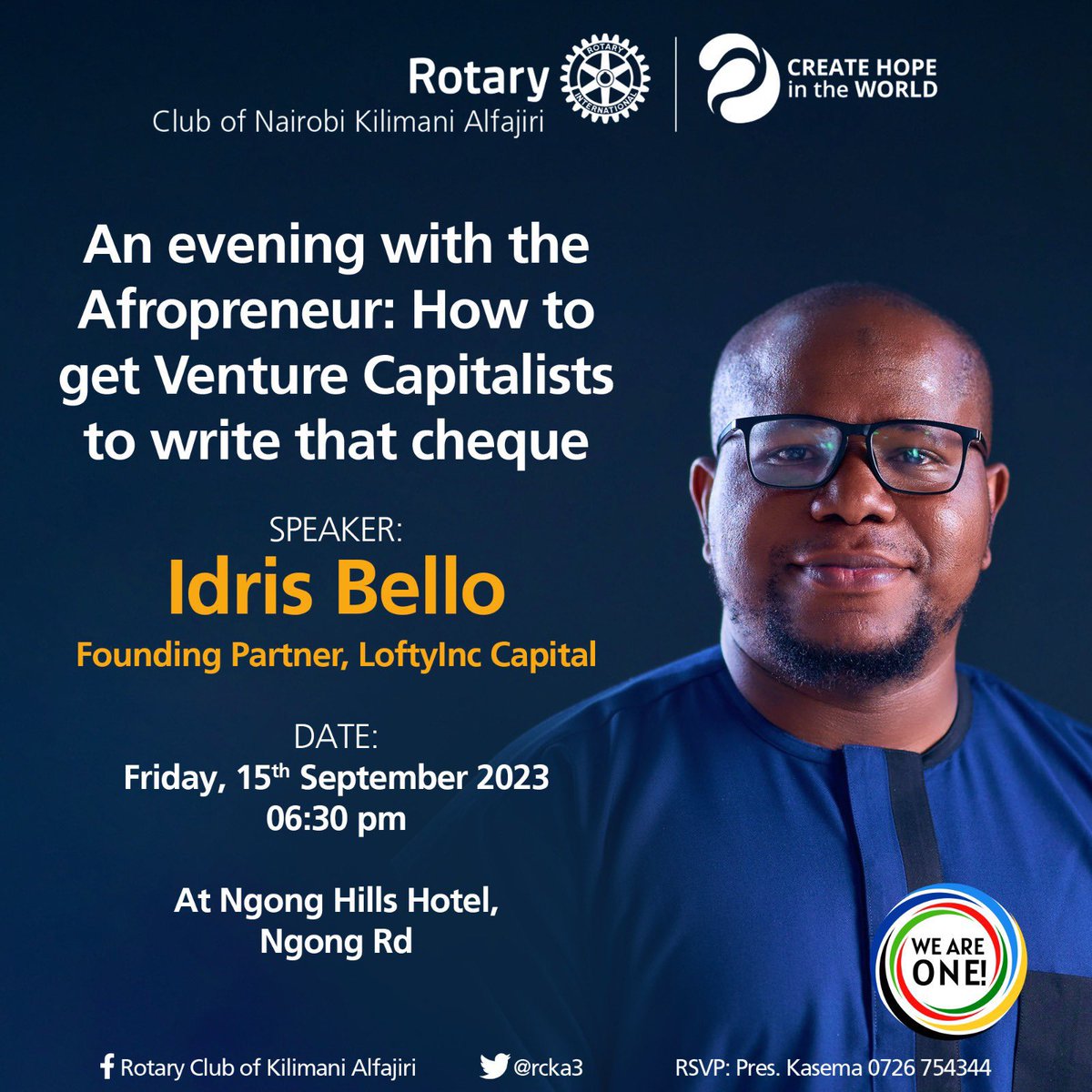 LoftyIncVC's tweet photo. Join our Founding Partner @idrisayobello as he shares invaluable insights for founders on securing venture capital funding, drawing on his 15 years of experience funding Afropreneurs on the continent and in the diaspora.
🗓️ FRI 15/09/23
📍The Rotary Club of Nairobi
#loftyincvc https://t.co/sytdsMhxZC