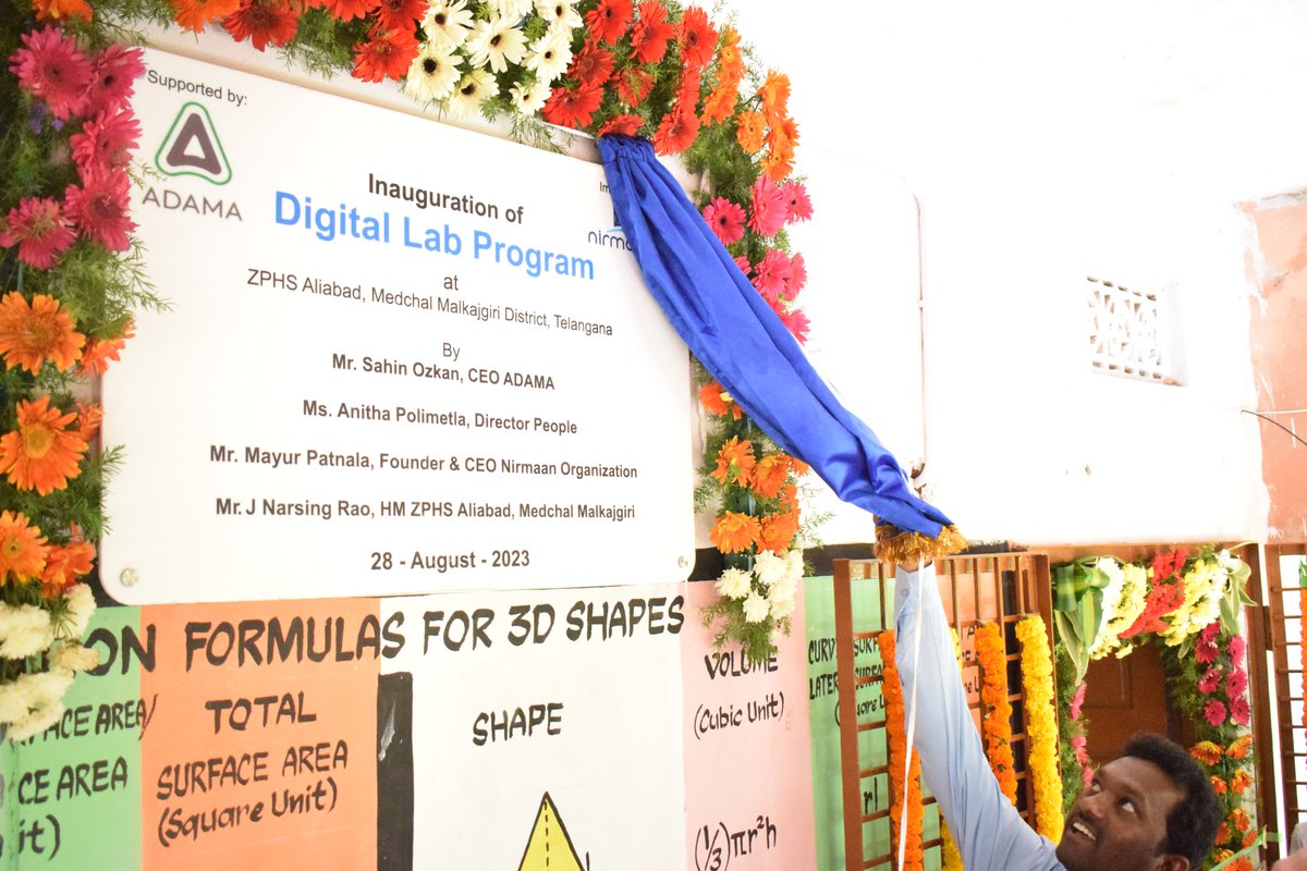 On Aug 28, 2023, Nirmaan in collaboration with ADAMA Ltd. inaugurated the Digital Lab @ ZPHS Aliabad, Shamirpet.

#DigitalEducation #EmpoweringYouth #EducationForAll #CommunityDevelopment  #ImpactfulEducation #DigitalLearningLab  #NirmaanInitiative #Nirmaan #Nirmaanorganization