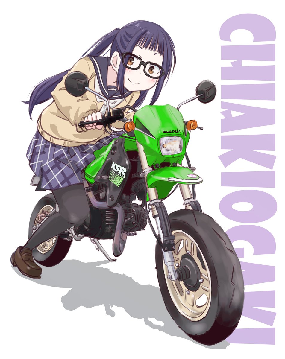 1girl motosu school uniform motor vehicle ground vehicle school uniform solo motorcycle  illustration images