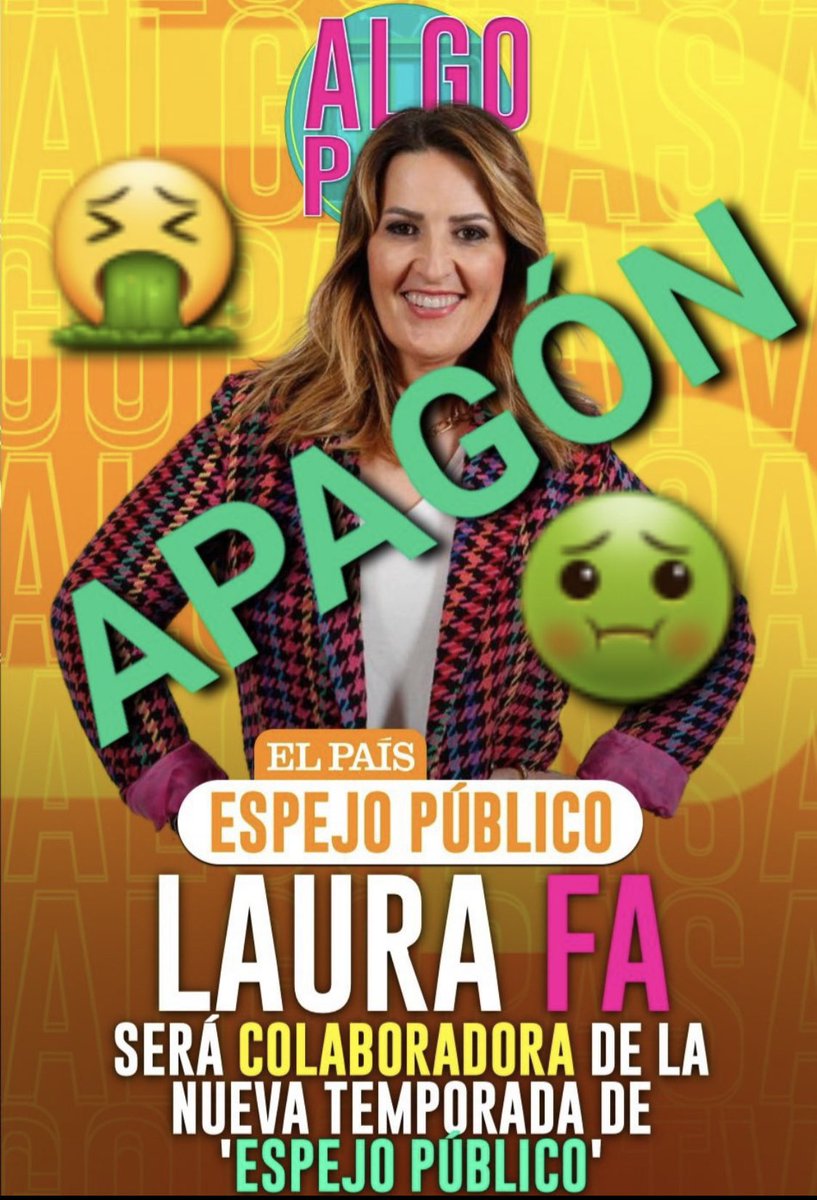 PaulaPerucha's tweet photo. Otro programa con un gran APAGÓN es @EspejoPublico @susannagriso por haber fichado a una de las más falsa y selectiva feminista con credibilidad cero #LauraFa acabemos con toda esta lacra YA #YoMeRebelo12S https://t.co/JBsG9nKgJm