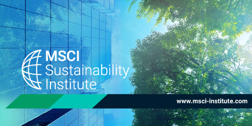 MSCI_Institute's tweet photo. Introducing the MSCI Sustainability Institute, a new initiative designed to drive progress by capital markets to create sustainable value and tackle global challenges such as #climatechange. Learn More  https://t.co/hg1fMhgIMO https://t.co/lG4V2OeFrw