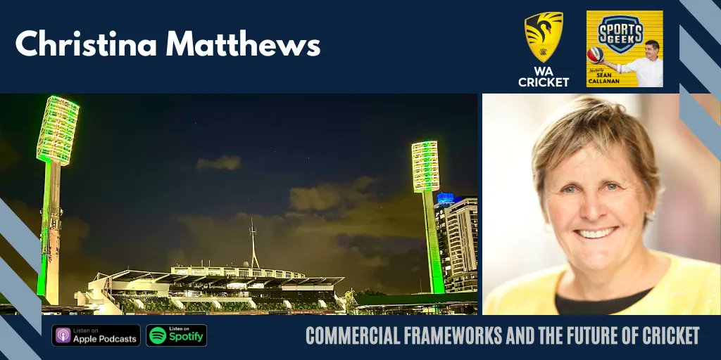 SportsGeek's tweet image. New #CEOSeries ep with  Christina Matthews from @WACA_Cricket. 

Discussion includes #commercial, #cricket, #sportsbiz and and value of volunteering

Now available on your fave podcast platform - sportsgeekhq.com/346