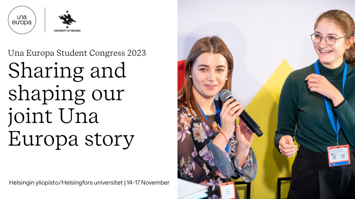 Una_Europa's tweet photo. ⌛Time is running out to apply to this year's #UnaEuropaStudent Congress at @helsinkiuni!

Apply now to be part of an unforgettable experience where stories come alive &amp; communities unite - your future self will thank you!
📆14-17 November
🔎Find out more: https://t.co/3vUzEn4vUj https://t.co/faTdZTvnsf