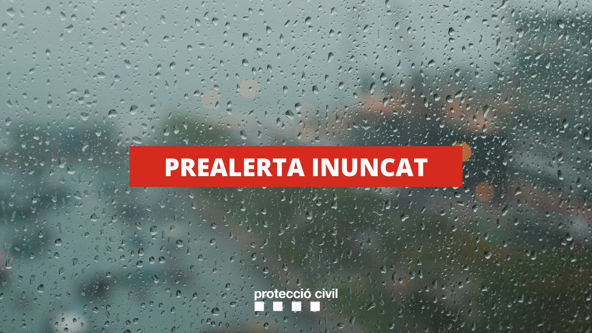 Prealerta #INUNCAT ☔️

A partir d'aquest migdia i fins mitjanit, xàfecs acompanyats de tempesta a tot Catalunya, amb especial intensitat al terç Sud del territori