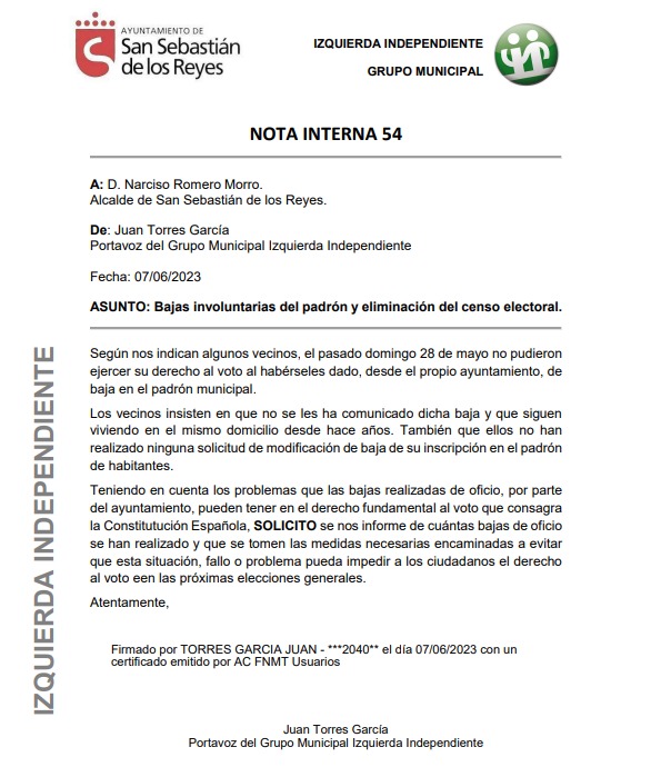 IISanse's tweet photo. Está situación ya la denunció nuestro concejal @juantorresga a primeros de junio. Se remitió escrito al alcalde Narciso Romero denunciando que se privó de votar a cientos de vecinos. 👇 Aquí nuestro escrito y parte de la contestación del gobierno anterior.  Una vergüenza. https://t.co/lAhMORboNX