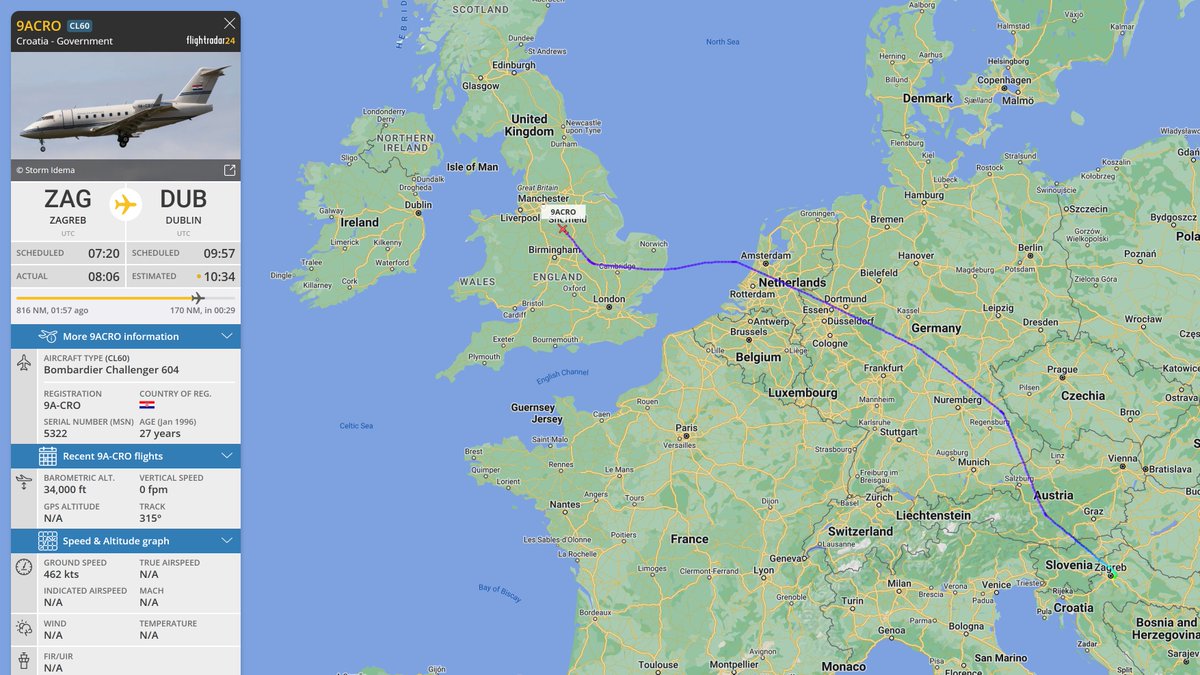 EISNspotter's tweet photo. 10:05z
🇭🇷 Government of Croatia CL60 #501D13 9A-CRO
#9ACRO Prime Minister of Croatia Andrej Plenković en route 🇮🇪 Dublin where he will meet with Taoiseach Leo Varadkar.
https://t.co/MnhK6GBu14 https://t.co/kKTm4XOl6K