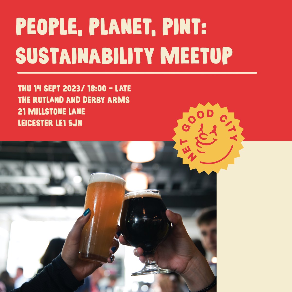 Net Good City (@netgoodcity) on Twitter photo Are you a good human who likes a good pint?
This Thursday will see the return of #PeoplePlanetPint, a casual, social meet-up for those interested in #netzero, #BCorp and environmental progress. Get down to <a href="/RutlandAndDerby/">Rutland And Derby</a> and meet some excellent people🍻
#netgoodcity Are you a good human who likes a good pint?
This Thursday will see the return of #PeoplePlanetPint, a casual, social meet-up for those interested in #netzero, #BCorp and environmental progress. Get down to <a href="/RutlandAndDerby/">Rutland And Derby</a> and meet some excellent people🍻
#netgoodcity