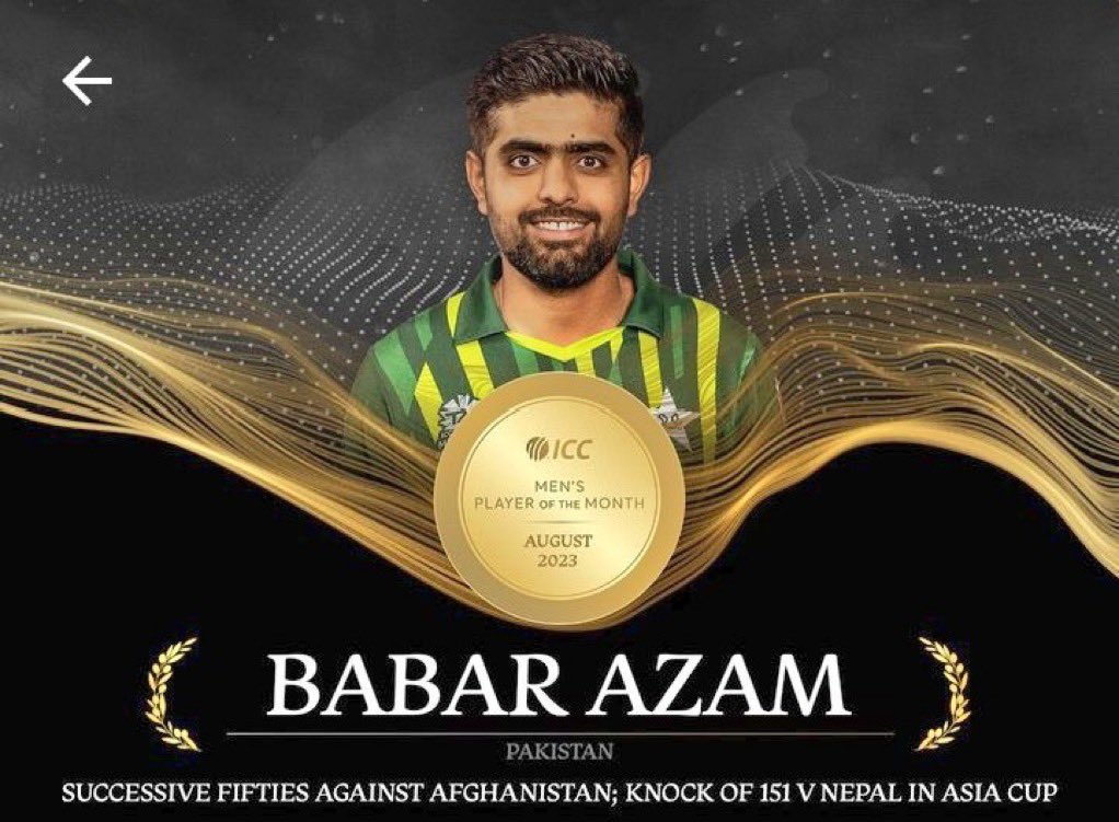 iMShami_'s tweet photo. Alhamdulilah Babar Azam won ICC Player of the Month💯❤️.

#BabarAzam | #AsiaCup2023 | #PAKvIND https://t.co/5jDyQDQUzL
