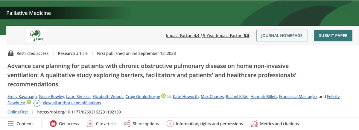 CGouldt's tweet photo. Hot off the press: an exploration of ACP in patients with COPD led by the trainee research collaborative @neprra @PalliativeMedJ @FlicDewhurst @KateHoworth @hannah_billett https://t.co/6RIs1MtMw4 https://t.co/kOgFl4dkpV