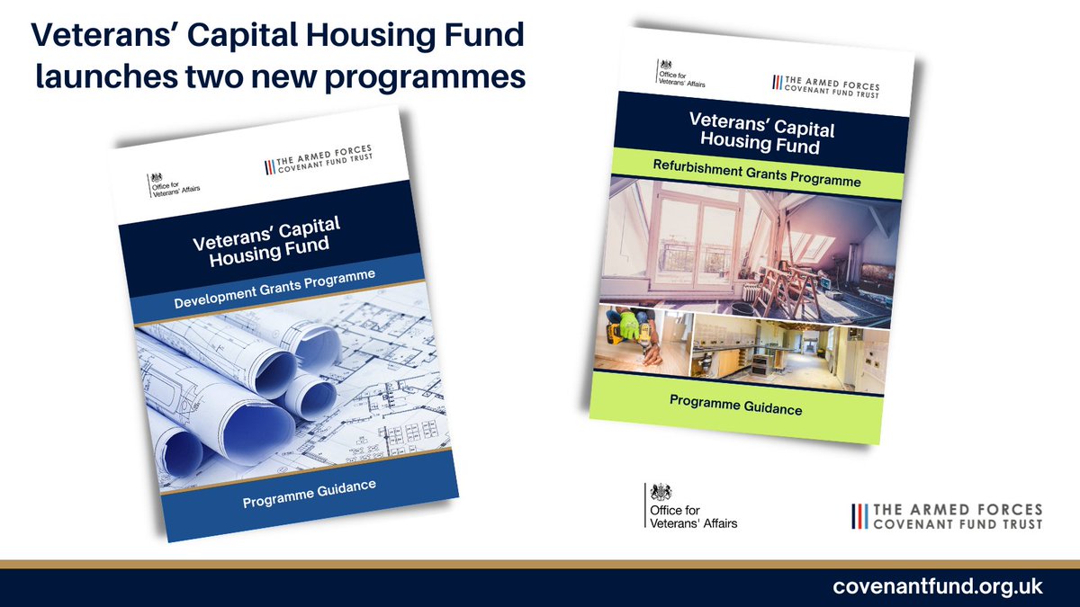 CovenantTrust's tweet photo. We’re delighted to announce two exciting new programmes under the Veterans’ Capital Housing Fund that will help increase the stock of housing available to veterans: The Refurbishment Grants Programme and Development Grants Programme.

Full details here: https://t.co/UCmah1LHiz https://t.co/e6hJbKeIMv