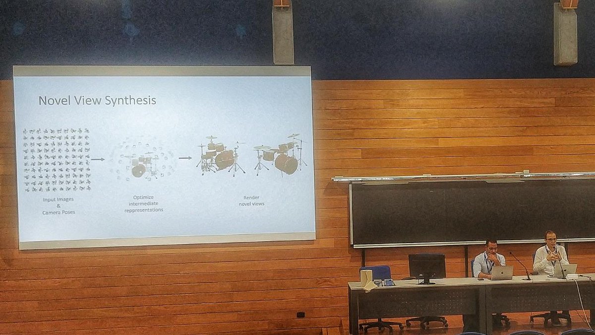 Matteo Bortolon presenting today @ICIAP2023 a paper in collaboration with <a href="/Poiex/">Fabio Poiesi</a> <a href="/FBK_research/">Fondazione Bruno Kessler - FBK</a> and <a href="/alessiodelbue/">Alessio Del Bue</a> <a href="/IITalk/">IIT</a>. VM-NeRF improves NeRF when few cameras are available using view morphing.