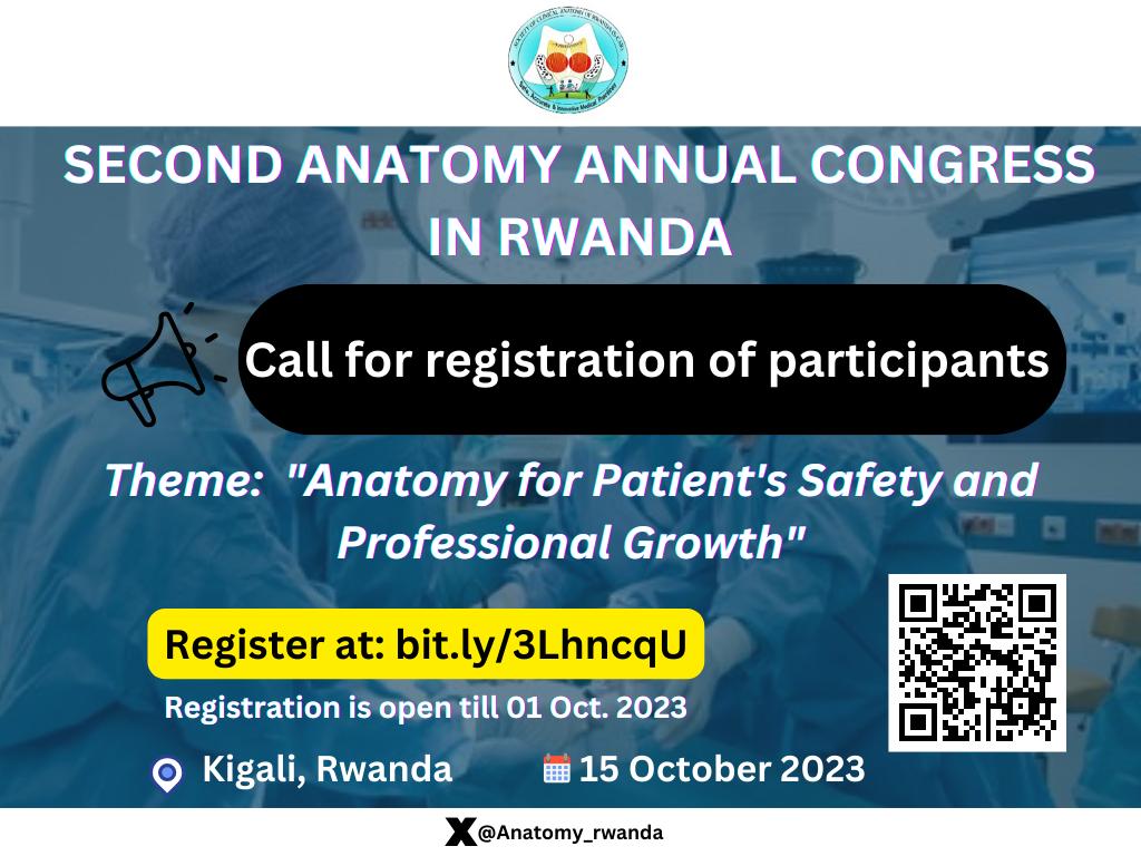 The long waited day is alarming 🥳

Get ready to attend the Congress by making your registration early.
Remember; it is during the Congress that we're going to celebrate #AnatomyDay2023 by recognising winners of #CCAC2023 and #ArtworksCompetition 

#2ndAnatomyAnnualCongress
