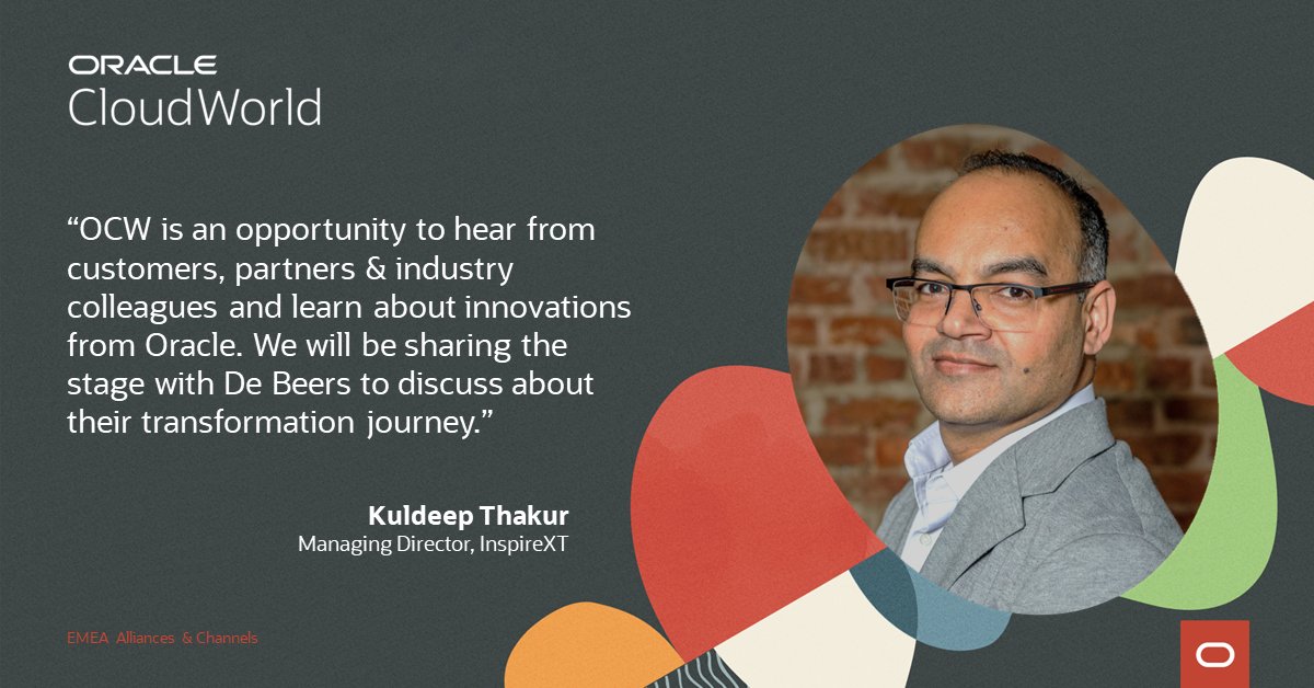 oracleemeaps's tweet photo. What do #emeapartners expect from @CloudWorld 2023 in Las Vegas?
Find out what motivates Kuldeep Thakur from @inspirext to join #CloudWorld and learn more about InspireXTยดs participation in #OCW23: https://t.co/hXF6pZt7JP
#supplychain #customerexperience #generativeAI #mmtribe https://t.co/tMqn7kFL20